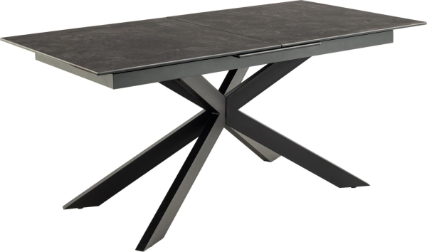 Spisebord Signature Unaelle sort Fairbanks keramik top mat sort stålstel synkront udtræk 210x90 cm
