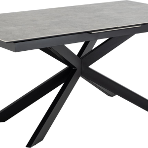 Spisebord Signature Unaelle udtræksbord i grå Anista keramik 168 - 210 cm stel mat sort stål