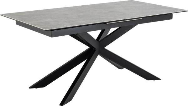 Spisebord Signature Unaelle udtræksbord i grå Anista keramik 168 - 210 cm stel mat sort stål