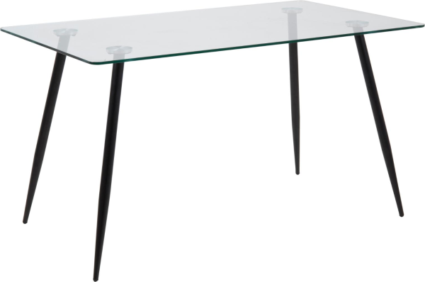 Spisebord Signature Valona klar hærdet glas mat sort stål 140x80 cm