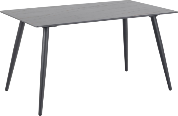 Spisebord Signature Zorina i mat sort Grantham keramik med pulverlakeret stålstel 140x80x75 cm