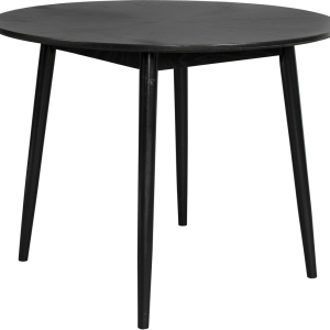 Spisebord Studio White Fabio rund Ø100 x H75 cm sort egefiner med massivt egetræ understel