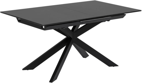 Spisebord med udtræk Kave Home Atminda i hærdet glas og mat sort stål L210 cm