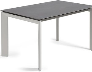 Spisebord med udtræk Kave Home Axis, keramisk top med glas, 140-200 cm, sort/grå