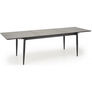 Spisebord med udtræk i metal og melamin H76 x B180 - 260 x D90 cm - Sort/Grå marmoriseret