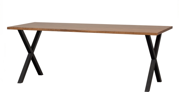 Spisebord plankebord WOOOD Jimmy X 200x90 cm valnødsfiner mat sorte metalben