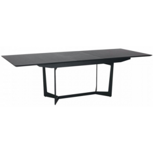 TOYO Spisebord med udtræk i metal, MDF og egetræsfinér 200 - 250 x 100 cm - Sort