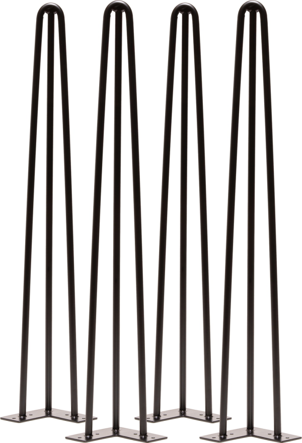 Understel til spisebord Nielsen Design Elias 3-rods hairpin bordben sæt 4 stk sort pulverlakeret metal 71 cm