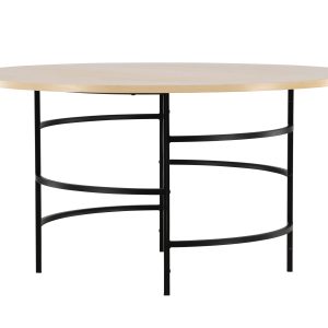 VENTURE DESIGN Copenhagen spisebord, rund - hvidvasket MDF og sort metal (Ø140)