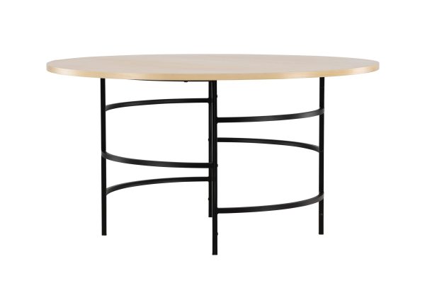 VENTURE DESIGN Copenhagen spisebord, rund - hvidvasket MDF og sort metal (Ø140)