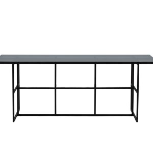 VENTURE DESIGN Leif spisebord, rektangulær - røgfarvet glas og sort stål (200x90)