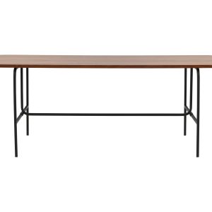 VENTURE DESIGN Uno spisebord, rektangulær - valnøddefarvet finér og sort stål (200x90)