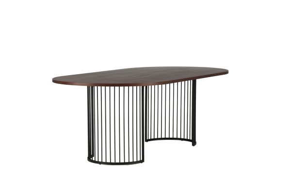 VIND COLLECTION Hamneskär spisebord, oval - valnøddefarvet finér og sort stål (220x110)