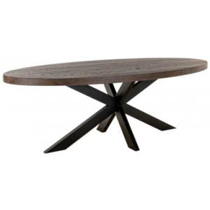 WATSON Ovalt spisebord i jern og egetræ 235 x 110 cm - Sort/Mørkebrun