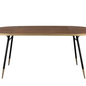 WHITE LABEL LIVING Denise spisebord, oval - brun askefinér og sort metal (180x90)