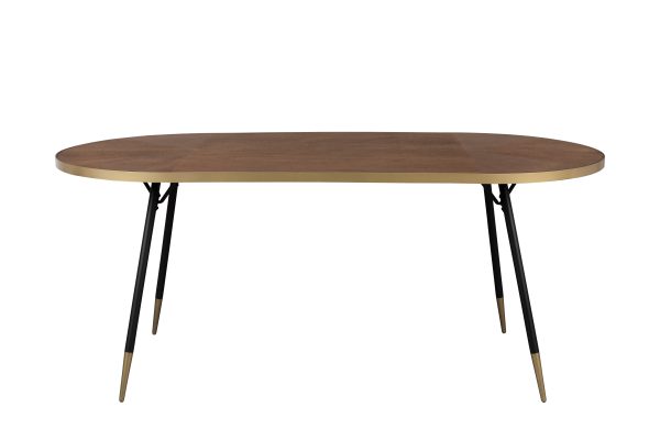 WHITE LABEL LIVING Denise spisebord, oval - brun askefinér og sort metal (180x90)