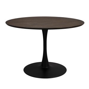 WHITE LABEL LIVING Raku spisebord, rund - brun teakfinér og sort metal (Ø110)
