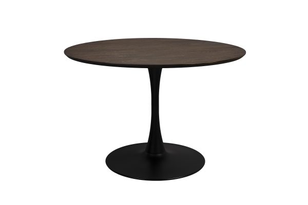 WHITE LABEL LIVING Raku spisebord, rund - brun teakfinér og sort metal (Ø110)