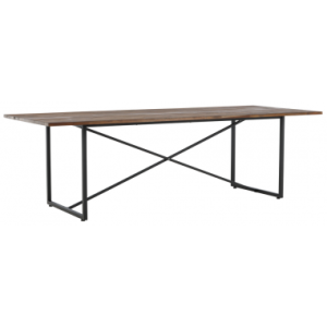 DANG Spisebord i stål og teaktræ 250 x 100 cm - Sort/Rustik brun