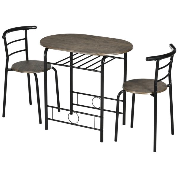 Bistrosæt spisebord køkkenbord med stole sæt, 1 bord, 2 stole, 80 cm x 53 cm x 74,5 cm, sort