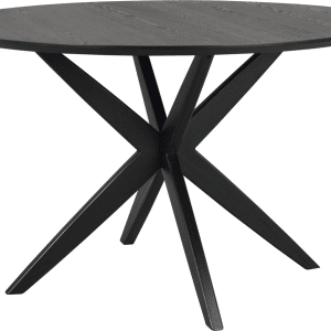 Rundt spisebord Rowico Calverton Ø120 cm sort lakeret med stjerneben i massivt egetræ