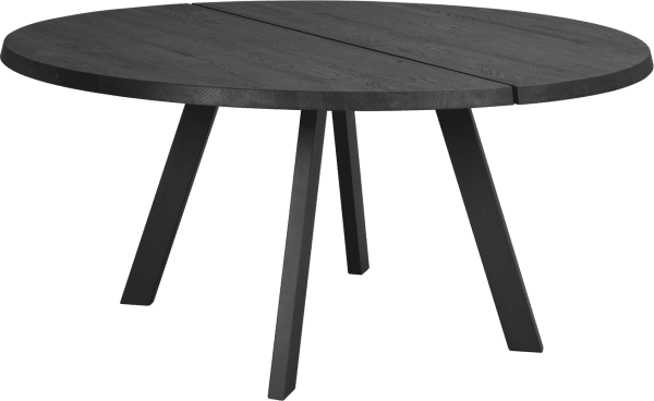Rundt spisebord Rowico Fred Ø160 cm sort lakeret massiv ask FSC-certificeret med spinkle metalben - tidløs nordisk stil