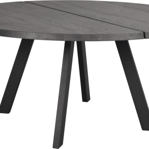 Spisebord Rowico Fred rund Ø160 cm FSCÂ® mørkebrun egetræ og sort metalstel
