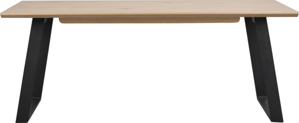 Spisebord Rowico Melville 210 x 95 x 75 cm hvidkalket egetræ & sort metal, robust finérbordplade, kan forlænges til 310 cm