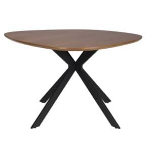 WHITE LABEL LIVING Chase spisebord, organisk rund - brun MDF og sort metal (Ø110)