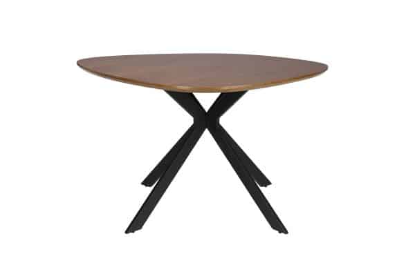 WHITE LABEL LIVING Chase spisebord, organisk rund - brun MDF og sort metal (Ø110)