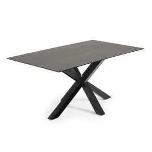 KAVE HOME Argo spisebord, rektangulær - Iron Moss keramik og sort stål 180x100)