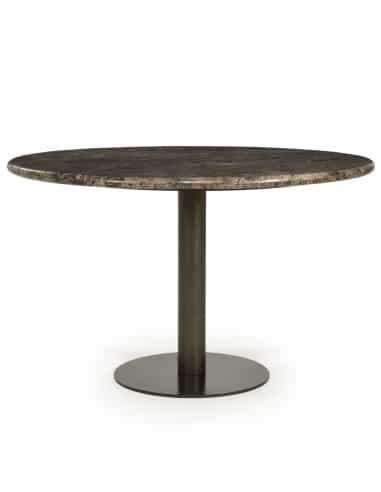 LUIGI Rundt spisebord i stål og marmor Ø127 cm - Sort/Mørkebrun marmor