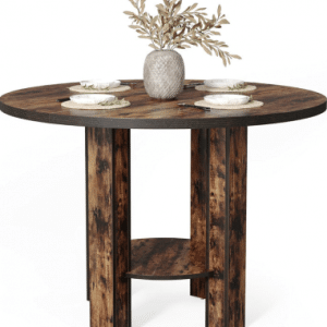 Rundt spisebord i MDF og møbelplade Ø100 cm - Sort/Brun