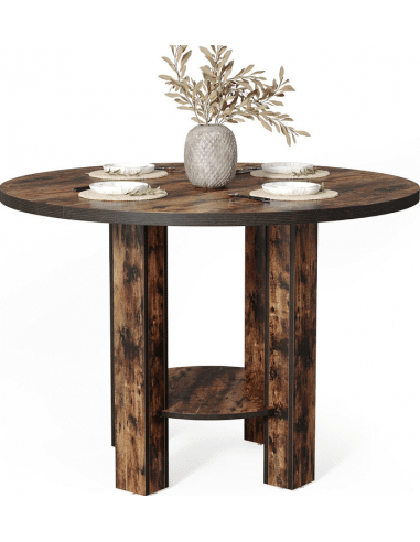 Rundt spisebord i MDF og møbelplade Ø100 cm - Sort/Brun