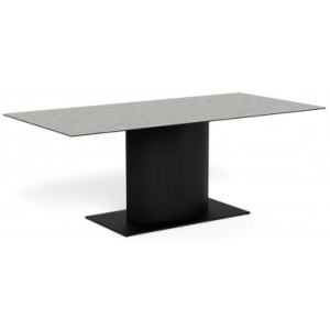 BELLA Spisebord i stål og keramik 200 x 100 cm - Mat sort/Grå stenlook