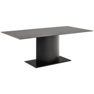 BELLA Spisebord i stål og keramik 200 x 100 cm - Mat sort/Gråsort stenlook