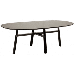 CROSS Ovalt spisebord i metal og asktræfinér 220 x 111,5 cm - Antik børstet tin/Sort