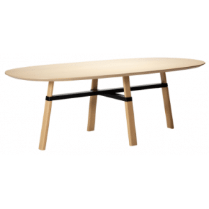 CROSS Ovalt spisebord i metal og egetræsfinér 220 x 111,5 cm - Sort/White wash