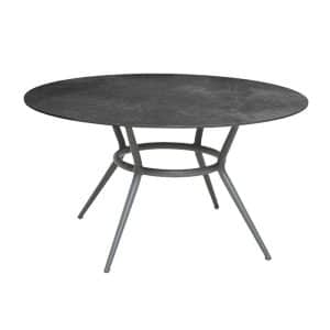 Cane-Line Joy spisebord - Rundt - Ø144 - Stel: Lysegrå - Bordplade: Fossil sort