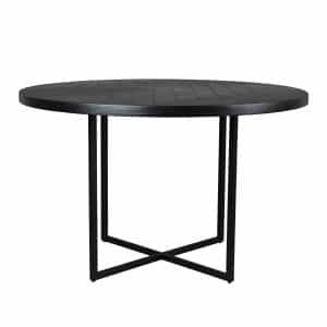 DUTCHBONE Klasse spisebord, sildeben, rund - sort træ og sort stål (Ø120)