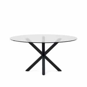 KAVE HOME Argo spisebord, rund - klar glas og sort stål (Ø150)