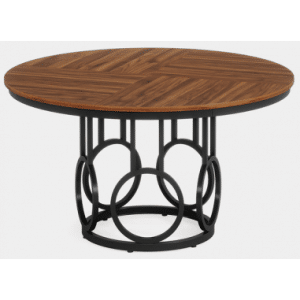 Rundt spisebord i metal og MDF Ø120 cm - Sort/Mørkebrun