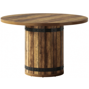 Rundt spisebord i metal og møbelplade Ø100 cm - Sort/Brun