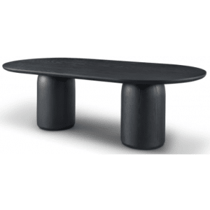 BASILCA Ovalt spisebord i egetræsfinér 240 x 120 cm - Mat sort