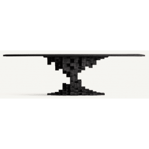 PETRIA Skulpturelt spisebord i mangotræ 250 x 110 cm - Sandblæst sort