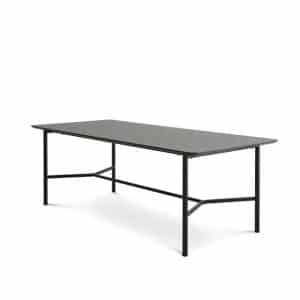 Bering spisebord, rektangulær - antracitgrå HPL og sort metal (100x220)