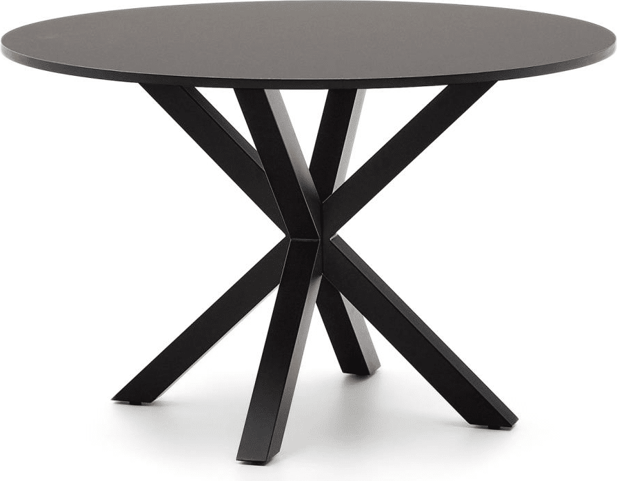 Rundt spisebord til 6 personer Kave Home Argo Ø120 cm H74,5 cm sort MDF & stål