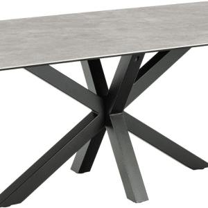 Spisebord Signature Bellona med grå Anista-keramik 200x100 cm mat sort stel