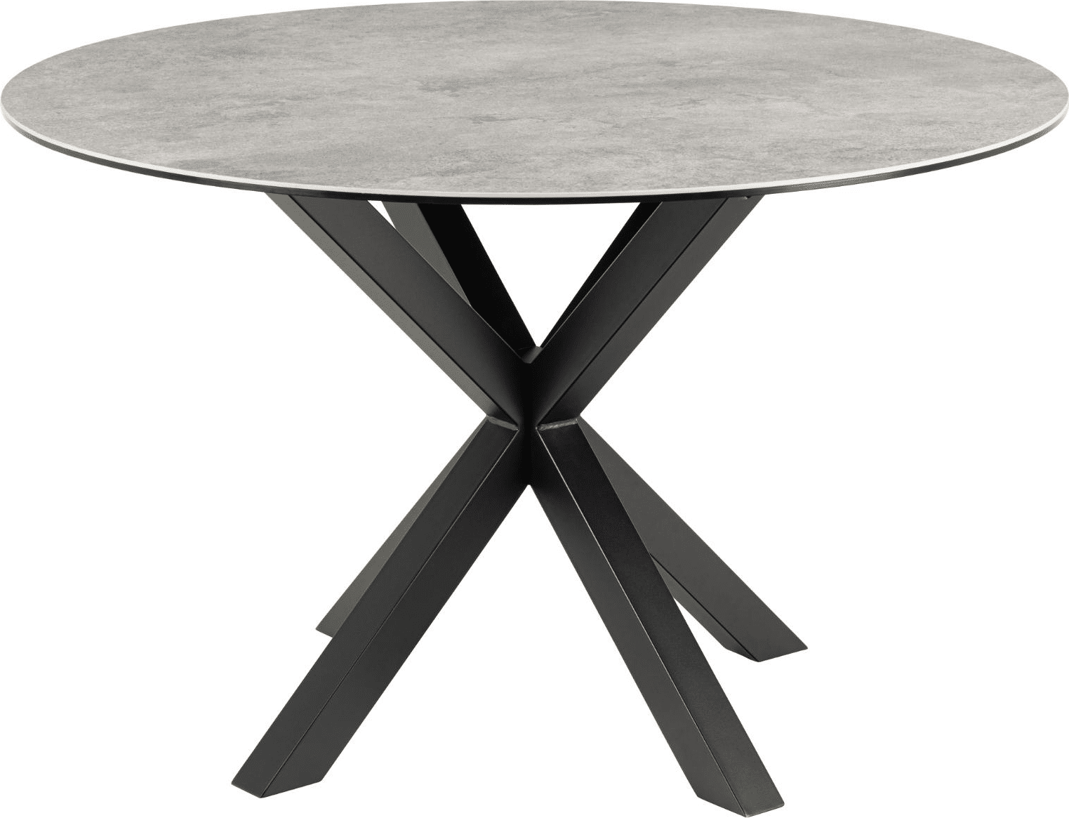 Spisebord Signature Bellona rund Ø119 cm keramik grå Anista mat sort stålstel