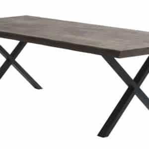 Atlantic spisebord med bølget kant 60 mm, m. udtræk - røgfarvet egetræ og sort metal (100x260)